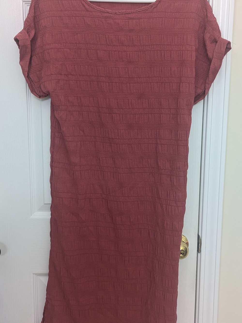 Relaxed Textured Maxi Dress in Dusty Rose